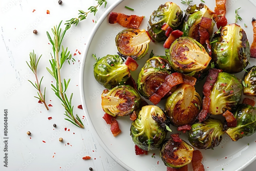Wall mural canadian maple roasted brussels sprouts with crispy bacon - Wall murals