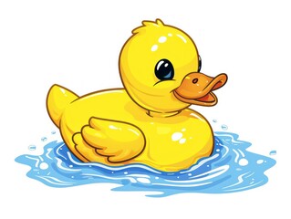 yellow rubber ducky on a white background