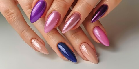 Obraz premium manicure in color on well-groomed female hands