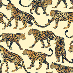 Obraz premium Brown Leopard Seamless Paper, Seamless Pattern