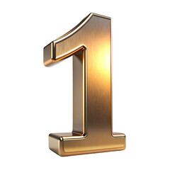 Number 1 on white background. Rose gold 3D rendered number with gloss chrome surface.