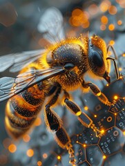 Hyper-Realistic Mechanical Bee with Circuitry Details