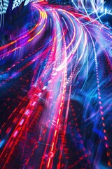 charging bar of the e-charger, light trails over the highway futurist abstraction