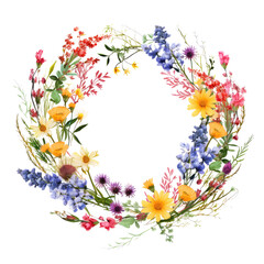 colorful wildflowers isolated on white