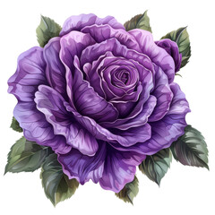Purple roses with leaves png
