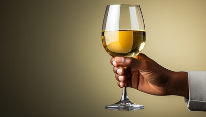 Hand holding a champagne glass. Isolated on a white background