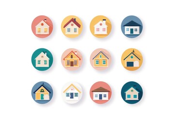 Real Estate Selling House Icons Set for Instagram Story Highlight Covers. Bundle of Unique House