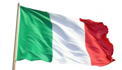 flag of italy waving, isolated on white