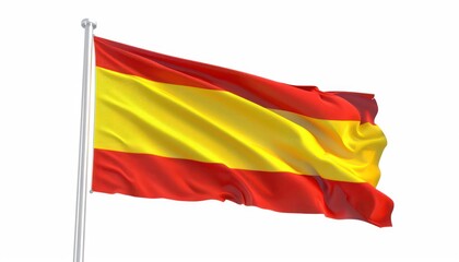spain flag waving, isolated on white background