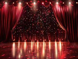 theater show background, red curtain, spotlights