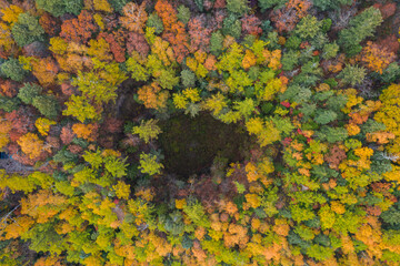 Aerial photography of Jingbo Lake Crater Forest Park Scenic Area, Mudanjiang City, Heilongjiang Province, China