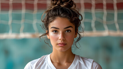 French Twist Style: Beautiful Western Volleyball Athlete, Elegant Updo: Stunning Girl's Hairstyle, Chic Look: Beautiful Western French Twist, Stylish Hairdo: Elegant for Athlete