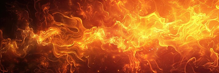 Fiery Sprite: Abstract Digital Wallpaper with Flaming Effects on Black Background, Featuring Fire,