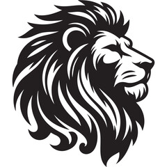 a black and white drawing of a lion with a white stripe.