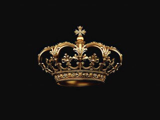 gold royal crown, black background