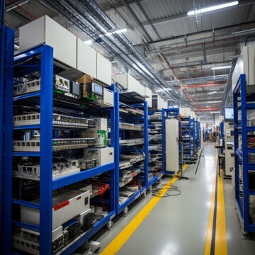 the interior of a modern electrical substation