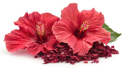 hibiscus red flower on white background