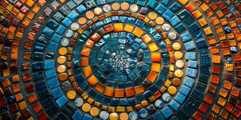 Colorful mosaic artwork with circular patterns