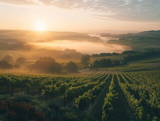 Obraz premium vineyard soft light, sunrise