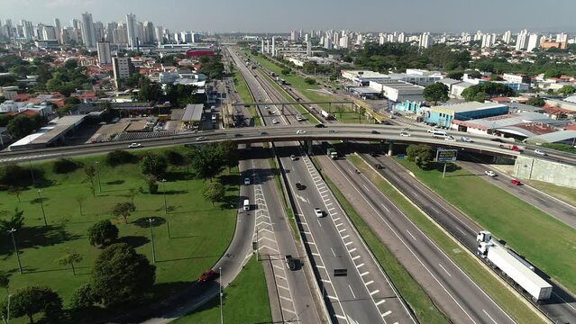 Aerial view of Presidente Dutra Road - S&atilde;o Jos&eacute; dos Campos, S&atilde;o Paulo, Brazil