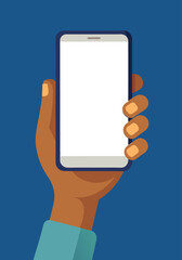 Human hand holding bezel-less smartphone