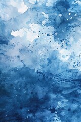 Dusty Blue Watercolor Background. Handdrawn Paper with Liquid Splashes. Illustration of Natural