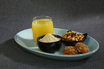 Indian Sattu Drink With Gur and Roasted Chana