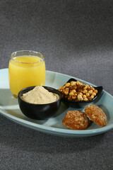Indian Sattu Drink With Gur and Roasted Chana
