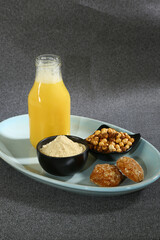 Indian Sattu Drink With Gur and Roasted Chana