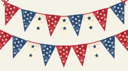 Fototapeta premium Bunting American Flag - Patriotic Decoration for 4th of July, Labour Day, Elections or Any