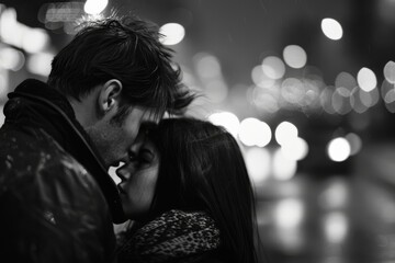 The loving couple embraces with sadness and longing. They need to part ways. Impossibility of a shared future