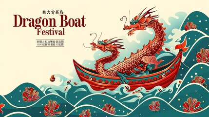  Giant rice dumplings, dragon boat festivalvector illustration