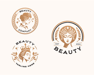 Vector elegant beauty woman salon logo design collections for company