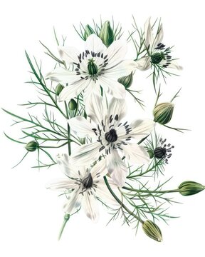 Black Caraway (Nigella Sativa): Botanical Flower Head Used for Spices and Medicine