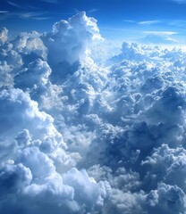 Fototapeta premium Blue and white cloudscape with a few wispy clouds