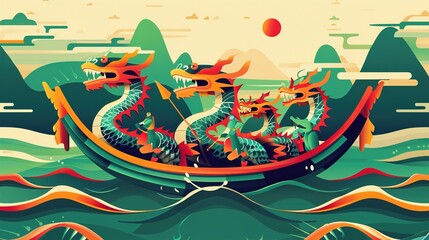  Giant rice dumplings, dragon boat festivalvector illustration