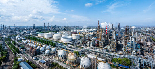 Panorama of refinery chemical plant in industrial area