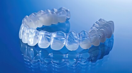 bleaching trays snugly covering an upper and lower set of teeth - obrazy, fototapety, plakaty