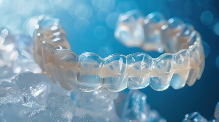 bleaching trays snugly covering an upper and lower set of teeth - obrazy, fototapety, plakaty
