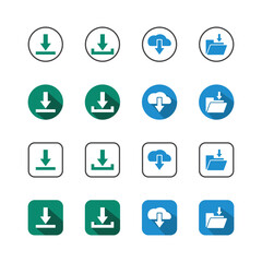 Collection of Icons set, flat colored with shadows. Thin line icons set. Flat vector illustration
