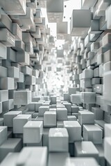 Abstract 3D white cubes background