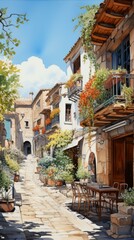 Fototapeta premium A narrow street in a small European town