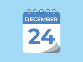 December 24 calendar reminder. 24 December daily calendar icon template. Calendar 24 December icon Design template. Vector illustration
