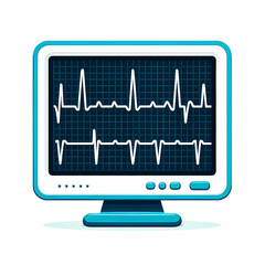 Isolated Vector illustration showing a digital screen of an Electrocardiogram (ECG) on a white background.