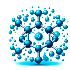 Obraz premium Vector illustration showing the molecular structure of water droplets connected to each other by chemical bonds on a white background.