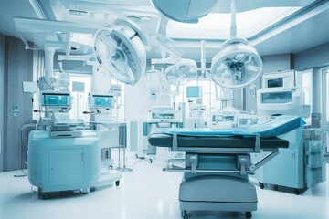 Modern equipment in operating room. Medical devices for neurosurgery