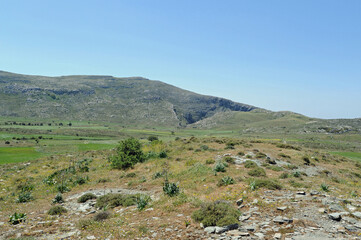 Le versant nord-ouest du mont Kédros et les gorges de Kissos vus depuis le Gious Kampos près de Réthymnon en Crète