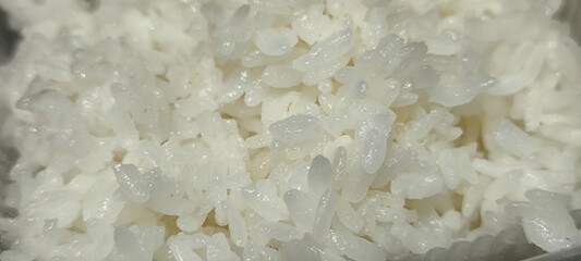 Rice grains are ready to eat.