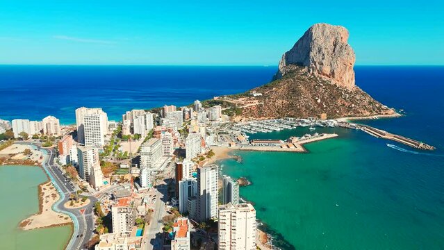 Aerial view of Calp town, province of Alicante, Spain.