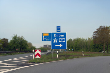 Autobahnauffahrt auf B54, Autobahn A31 Emden